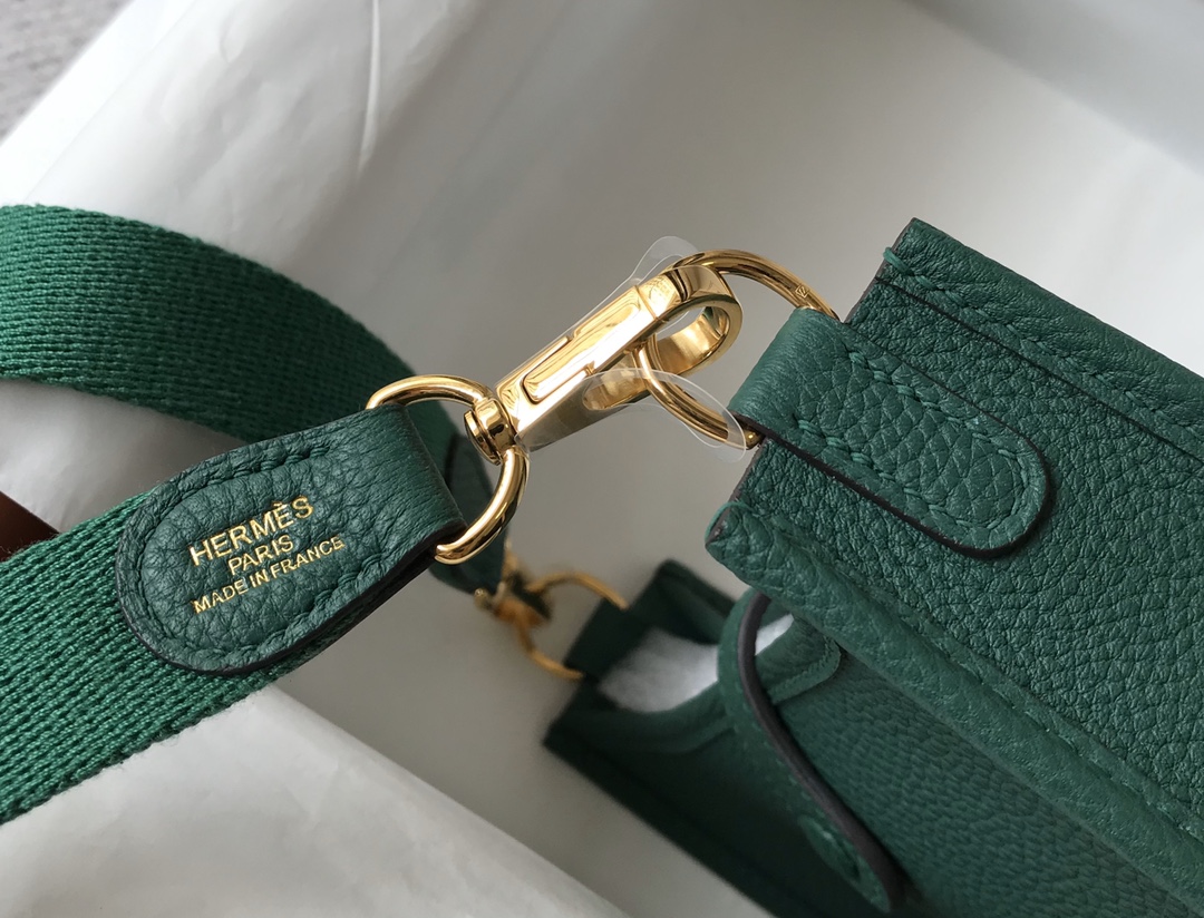 Hermes Evelyne 16 Amazone TPM Shoulder Bag In Dark Green Clemence Leather